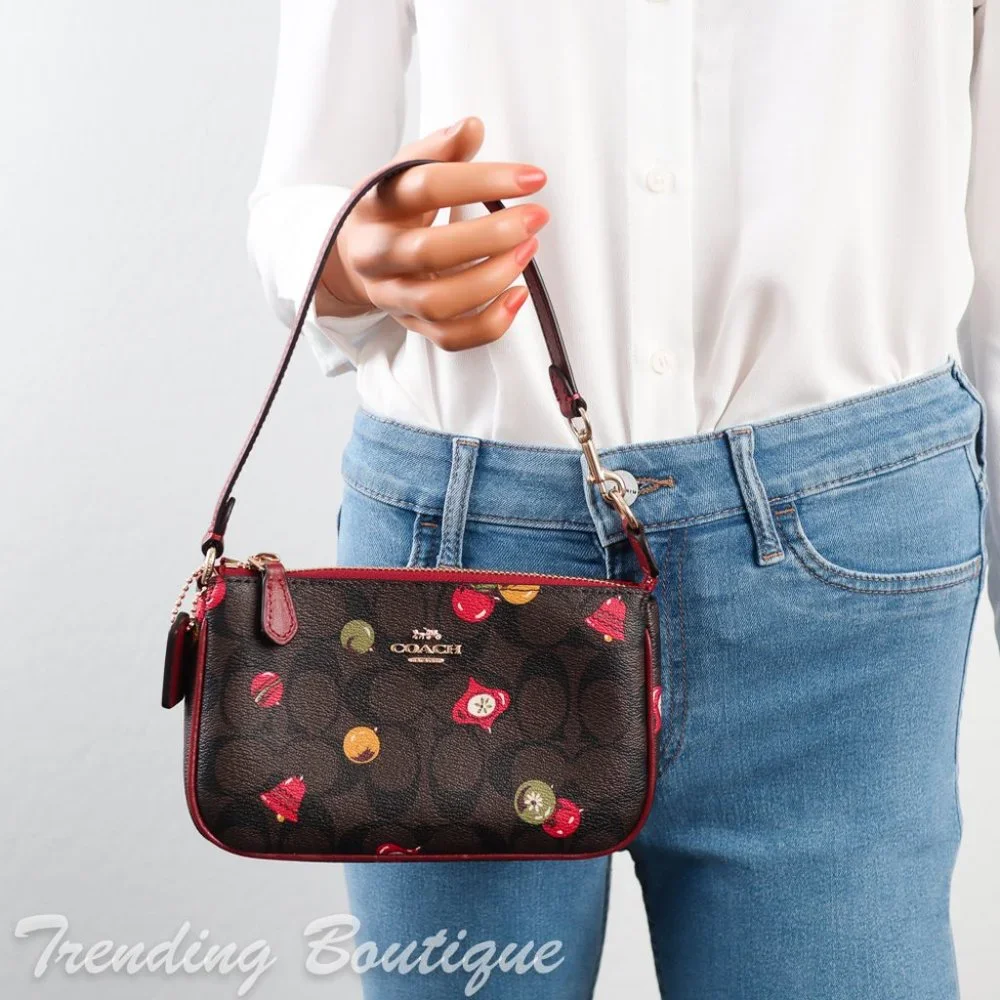 NWT Coach C7403 Nolita 19 in Signature Canvas with Ornament Print Brown Black - Picture 2 of 12